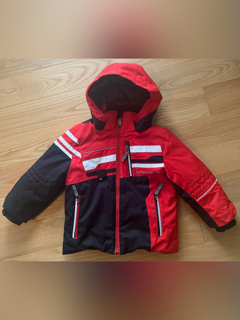 Obermeyer Kids Size 3 Red Black Ski Jacket I-Grow Compass Hooded Snow Coat